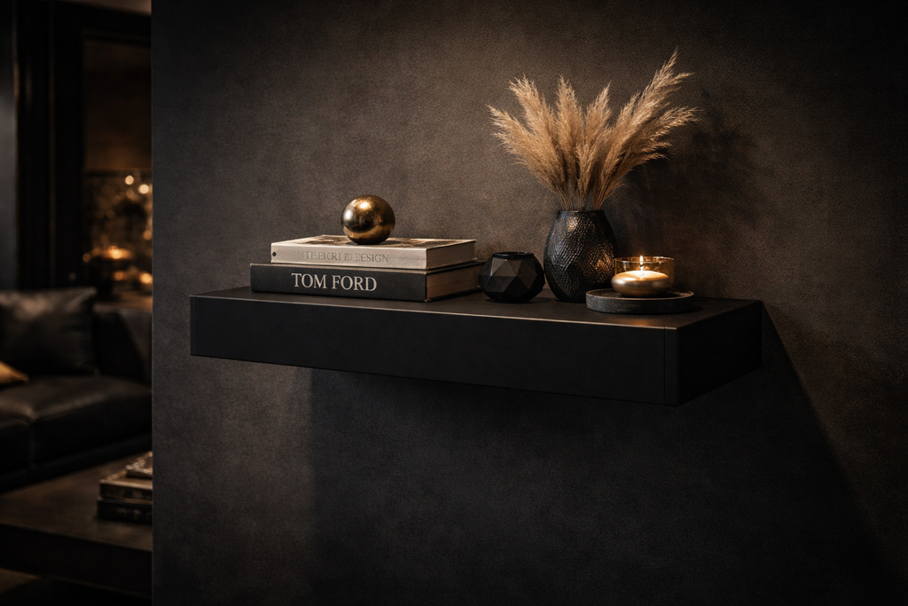 Linea Wall Shelf — Matte Black MDF