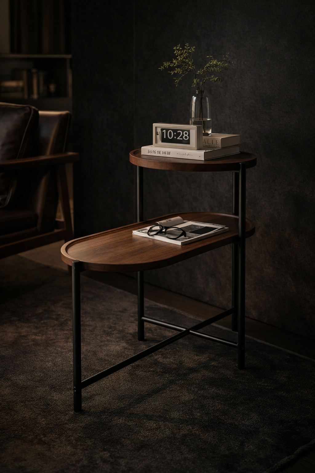 Orbis Side Table — Walnut Wood