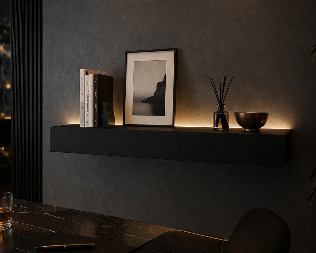 Linea Wall Shelf — Matte Black MDF